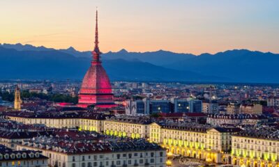 Veduta di Torino al tramonto