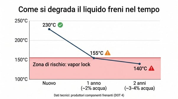 Degradazione del liquido dei freni